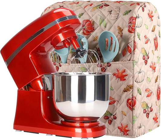 Kitchen Aid Mixer Cover,Mixer Cover with Maple Leaf Pumpkin Print Compatible With 5-8 Quart Kitchenaid Hamilton Mixers,Kitchen Aid Covers for Stand Mixer,Kitchen Aid Mixer Assecories,Fall Decor