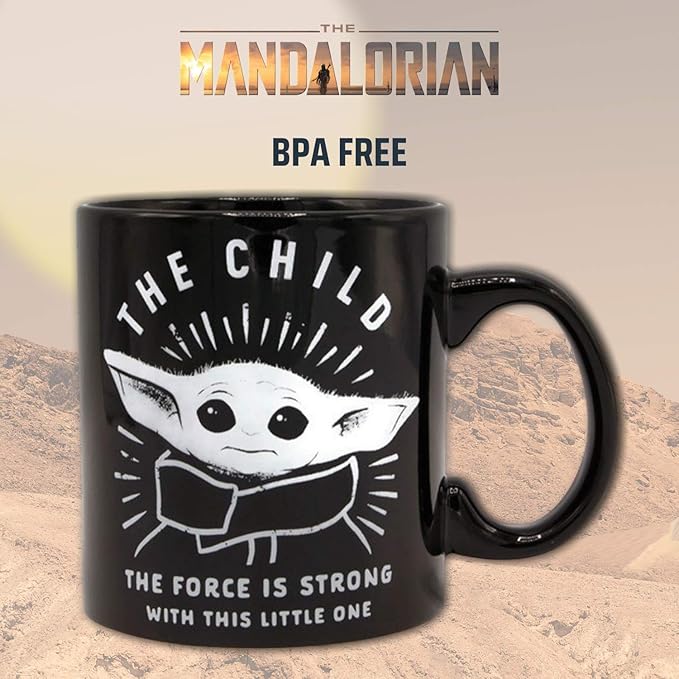 Silver Buffalo Star Wars The Mandalorian Force is Strong with this Little One Ceramic Coffee Mug, 20-Ounces