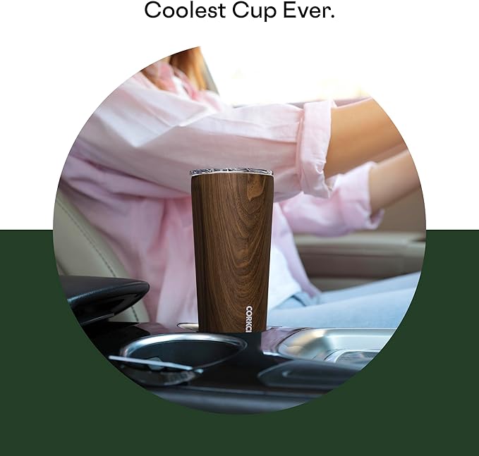 Corkcicle Classic Tumbler - Insulated Stainless Steel Travel Cup - Cold & Hot Drinks - Reusable - Durable - Spill Proof Lid - Non-Slip Silicone Base - Easy Grip - BPA Free - 24 oz - Woodland Camo