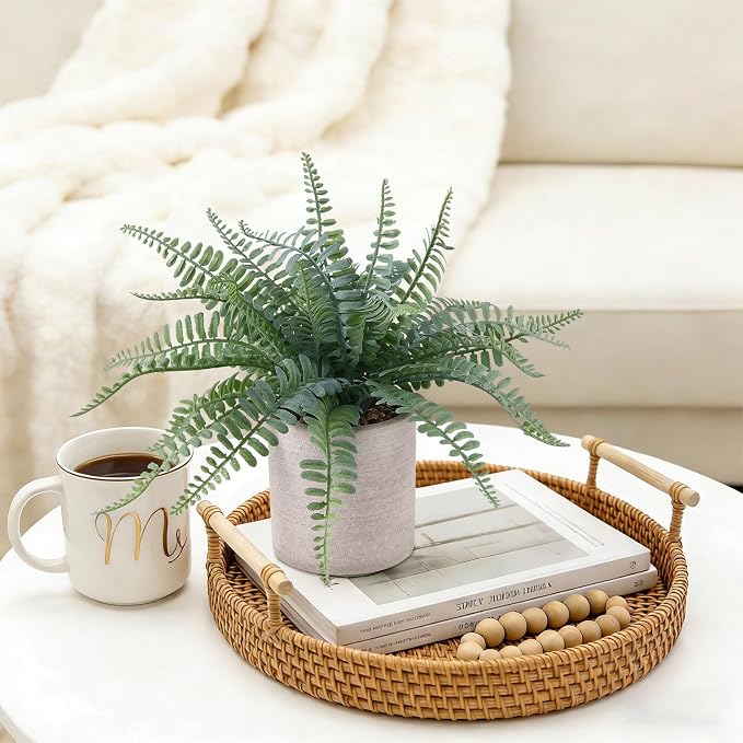 Coferset Fake Fern Small Fake Plant Fern Artificial Plants in Pot Realistic - Image 2