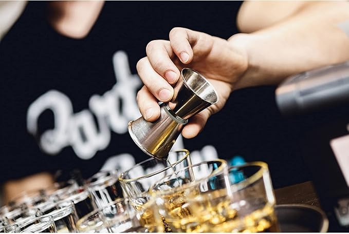 HIC Kitchen Bar Double Cocktail Jigger, 18/8 Stainless Steel, 1-Ounce to 1.42-Ounce (28-Milliliters and 42-Milliliters)