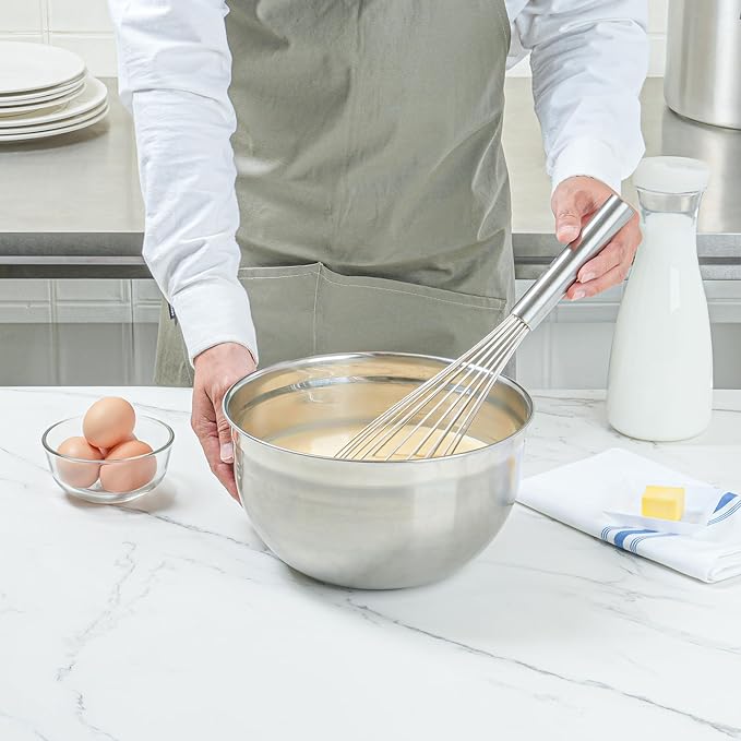 Restaurantware Met Lux 16 x 3 x 3 Inch Baking Whisk 1 French Whisk With Ergonomic Handle - Dishwashable Won't Corrode Stainless Steel Whisk For Whipping Baking Or Cooking