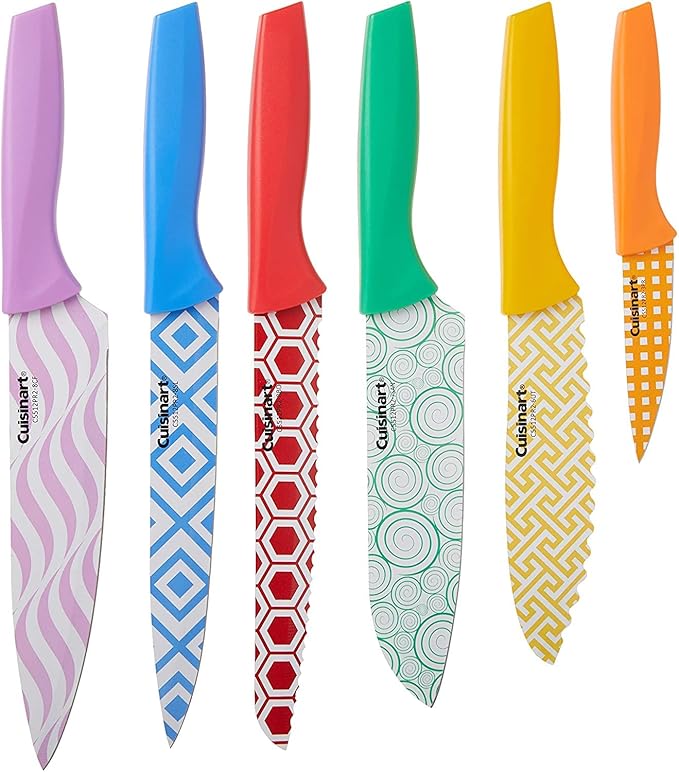 Cuisinart C55-12PR2 Advantage Color Collection 12-Piece Printed Color Cutlery Set, Multicolor