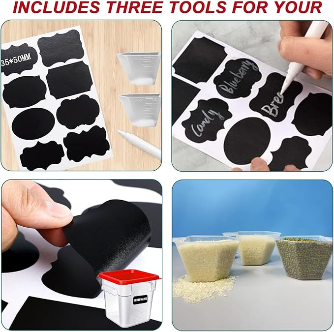 4 Pack 4QT Food Storage Containers with Red Lids, Clear Square Commercial Food Grade Storage Containers with Handles and Scales, BPA-Free Airtight Restaurant Container for Sourdough, Marinating Meat