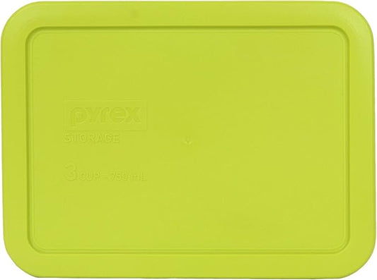 Pyrex 7210-PC 3 Cup Edamame Green Rectangle Plastic Food Storage Lid, Made in USA