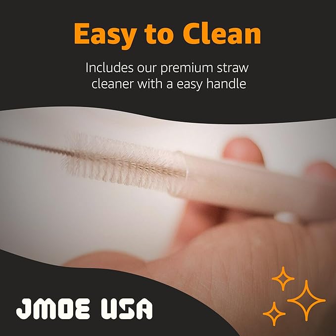 Jmoe USA 12" Replacement Straws for Stanley 40oz & 30oz Tumblers | Fits Reduce 50 oz & 40 oz Cold1 Tumblers | 6-Pack of Reusable Plastic Straws With Cleaning Brush | Food Grade & BPA Free (White)