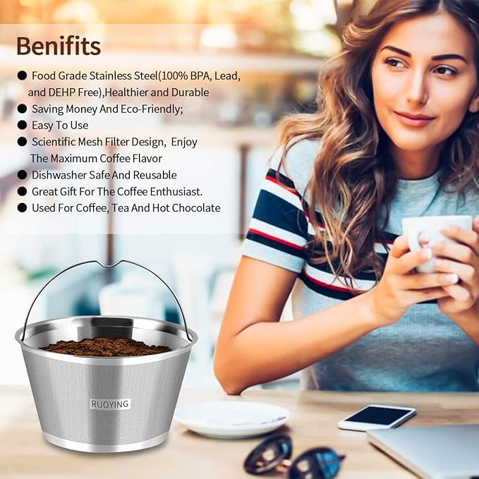 8-12 Cup Reusable Basket Permanent Coffee Filters, Perfect Fit 8-12 Cup Hamilton Beach Cuisinart Basket-Style Coffee Maker Filters (Hamilton Beach)