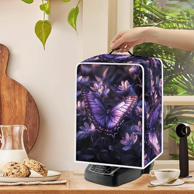 Coffee Machine Covers with Top Handle Purple Butterfly Washable Dust - Image 4