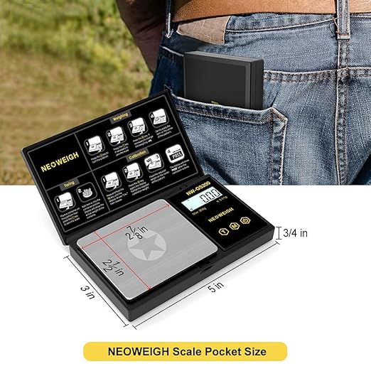 Pocket Scale with Case, 200g x 0.01g, Precision Gram Scale, Ounces Pocket Scales, Portable Herb Scale, 6 Weighing Units, Scale Grams, Spice Scale, Jewelry Scale, Backlit Display (Batteries Included)
