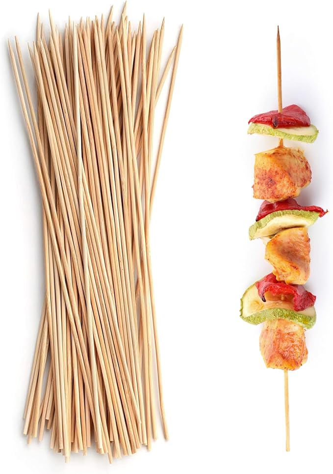 DecorRack 12" Natural Bamboo Skewers Sticks, 400 Wood Skewers for BBQ, Grilling, Kabob, Appetizers, Fruits, Smores, Cocktail, Brunch, Fondue Sticks, Barbeque, DIY Crafting, 12 inch (400 pack)
