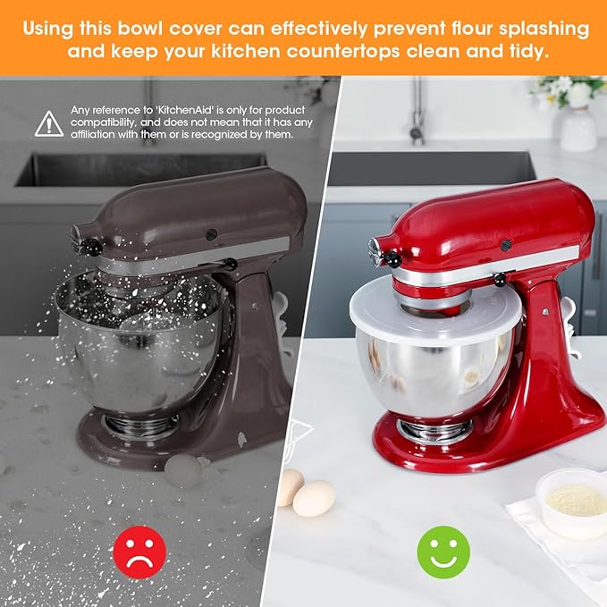 AIEVE Mixer Bowl Covers,Mixer Splatter Guard Lids for KitchenAid 4.5-5 Quart Tilt-Head Stand Mixer(2 Pack)