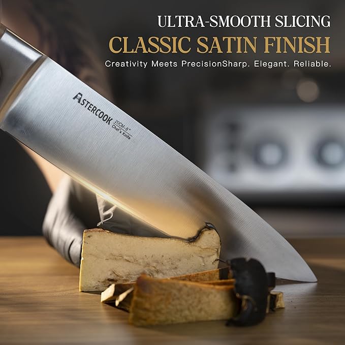 Knife Set, Astercook 17-Pieces Forged Kitchen Knife Set with Block – Full-Tang Stainless Steel Knives, Forged Triple Rivet, Luxury Walnut Handles, Gift-Ready Collection