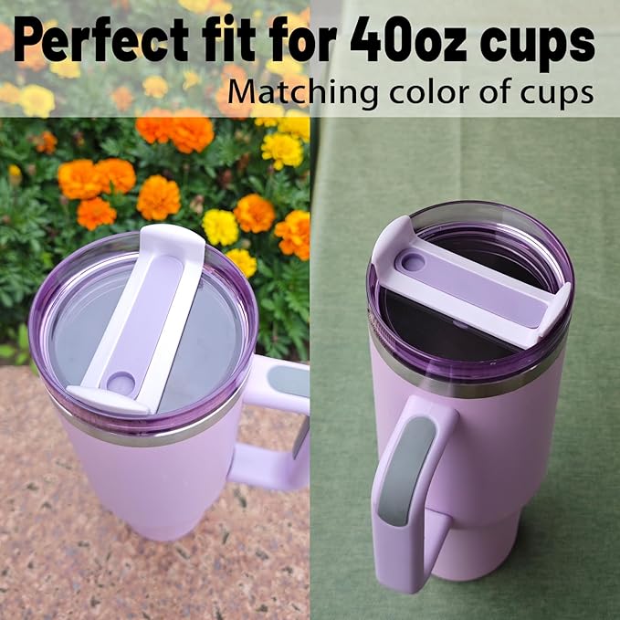 40 OZ Tumbler Lid Replacement Fit for Stanley Cup, 2 Pack Clear Replacement Lids Fit for Stanley Travel Tumbler, Spill Proof Tumbler Covers for Stanley Cup Accessories (Purple)