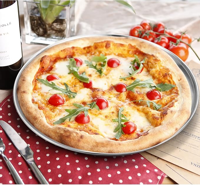 Deedro Pizza Tray - 12 Inch Stainless Steel Pizza Pan & Baking Sheet Crisper, Pack of 3