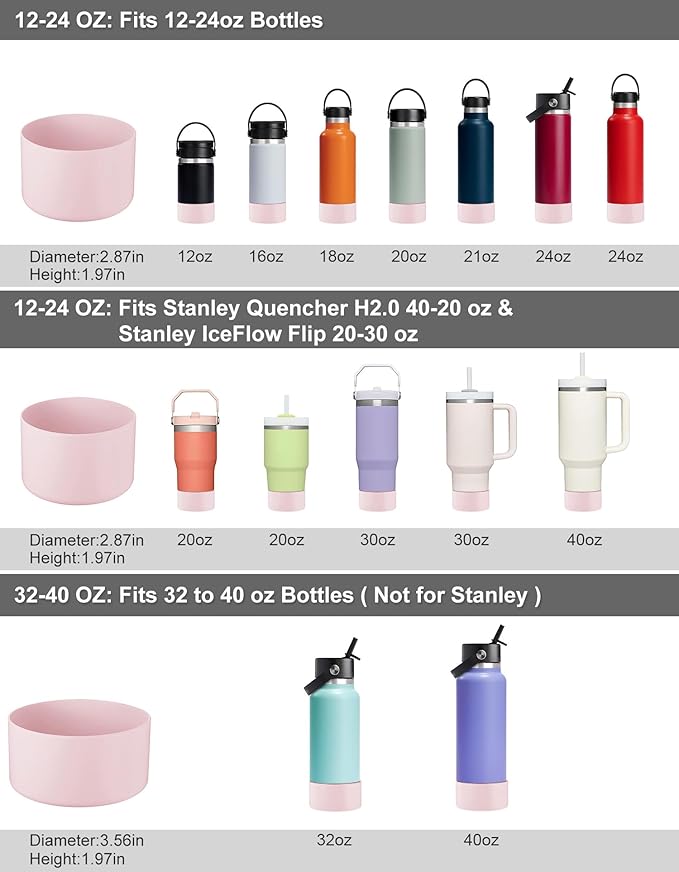 CHEETAH Protective Boot for Hydroflask Water Bottle 12oz - 40oz, BPA Free Bottom Silicone Sleeve Cover, Compatible with All Water Bottles with Bottom Width of 2.87-3.56in