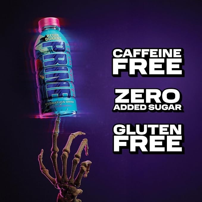 PRIME Hydration KEVIN DURANT Sports Drinks, Electrolyte Enhanced for Replenishing Fluids 250mg BCAAs, B Vitamins, Antioxidants, Low Sugar, 16.9 Fl Oz, 12 Pack