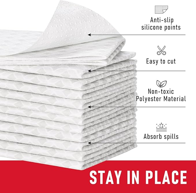 Cooyes Refrigerator Liners, Non-Slip Fridge Liners Washable, Absorbent Refrigerator Shelf Liner for Kitchen Cabinets, Non-Adhesive Refrigerator Mats Fridge bin Liners 12" x 24", 6Pcs