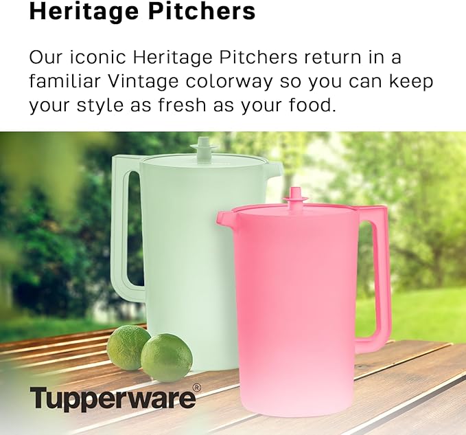 Tupperware Heritage 1 Gallon Pitcher in Soft Candy, Dishwasher Safe and BPA Free