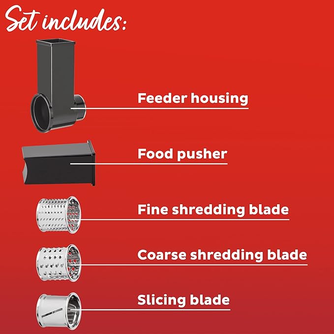 Instant Pot Slicer/ Shredder Attachment for Instant Stand Mixer Pro, Includes 2 Shredding Blades, Slicing blade, Food Pusher and Feeder Housing, Vegetable Chopper, Cheese Grater Attachment