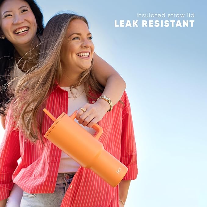 Simple Modern 40 oz Trek Tumbler with Handle and Straw Lid | Cup Holder Friendly Insulated Stainless Steel Travel Mug | Ocean Tide