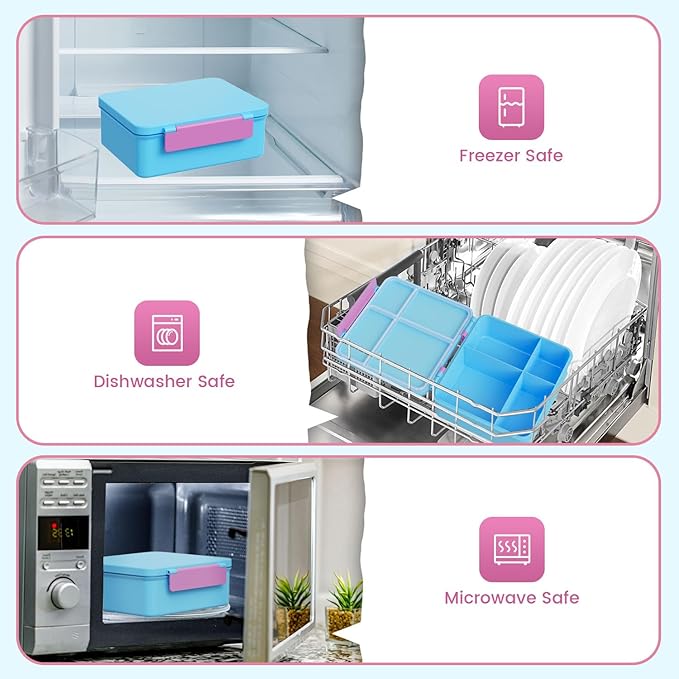 Kids Bento Lunch Box with Thermos, Leakproof Toddler Bento Box with 9 OZ Insulated Food Jar, Lunch Bag & Utensils 3 or 4 Compartment Container for School Girls Boys