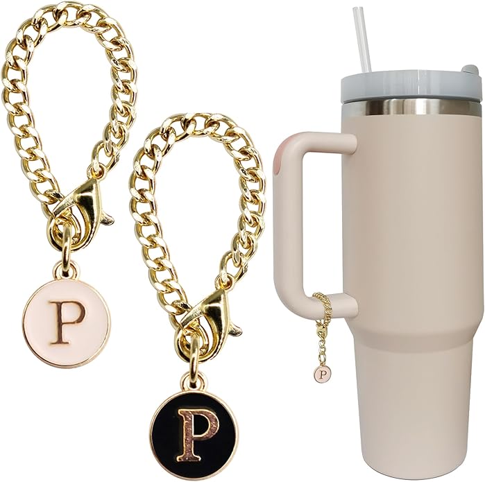 Letter Charm Accessories for Stanley Cup 2PCS Initial Name ID Personalized Handle Charm for Stanley Tumbler