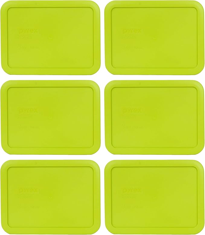 Pyrex 7210-PC 3 Cup Edamame Green Rectangle Plastic Food Storage Lid - 6 Pack Made in the USA