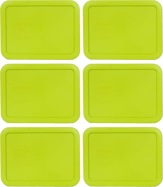 Pyrex 7210-PC 3 Cup Edamame Green Rectangle Plastic Food Storage Lid - 6 Pack Made in the USA