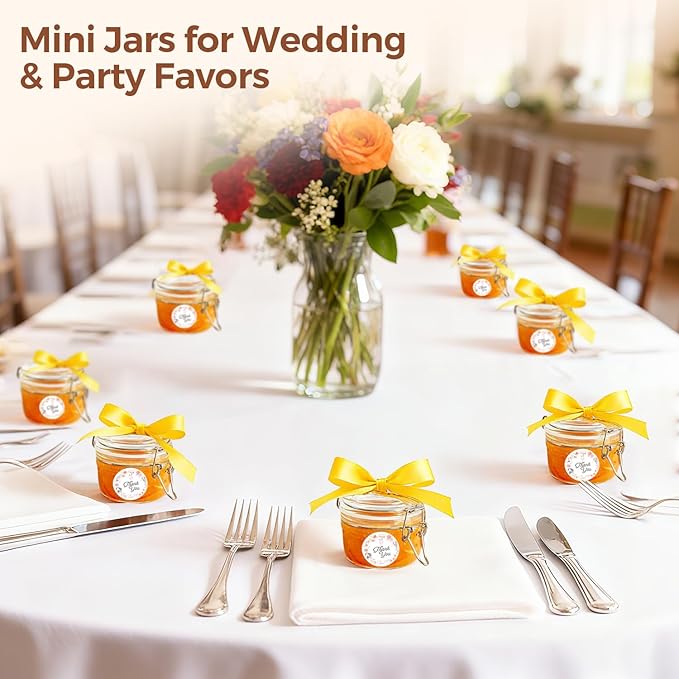 ComSaf 4oz Small Airtight Glass Jars Set of 12 with Lids Food Storage Jar Round, Mason Jar, Mini Storage Container with Clear Preserving Seal Wire Clip Fastening for Kitchen Canning, Jam, Spice, Honey