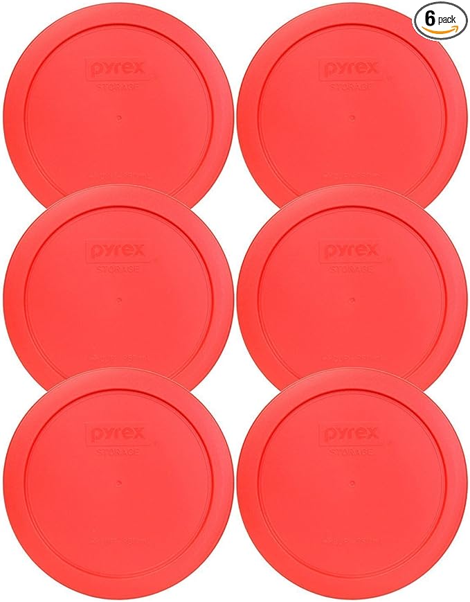 Pyrex 7201-PC 4-Cup Red Food Storage Replacement Lid (6-Pack) - Made in USA