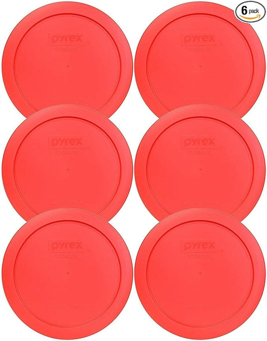 Pyrex 7201-PC 4-Cup Red Food Storage Replacement Lid (6-Pack) - Made in USA
