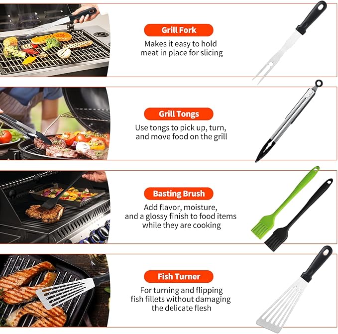 40 Pcs Griddle Accessories Kit, Flat Top Grill Accessories Set for Blackstone and Camp Chef, Griddle Tools Set with Spatula, Basting Cover, Scraper, Bottle, Tongs, Egg Ring for Outdoor BBQ and Camping