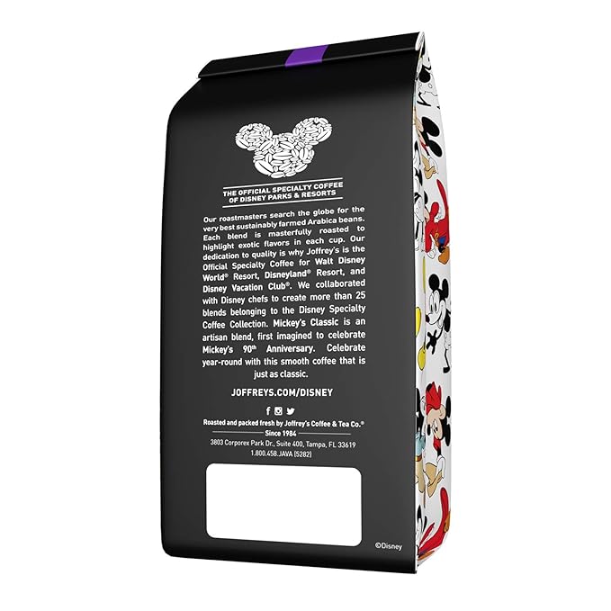 Joffrey's Coffee - Disney Mickey Mouse Classic Blend | Artisan Medium Roast, Arabica Coffee Beans, Smooth & Rich Flavor, Brew or French Press (Whole Bean, 11 oz)