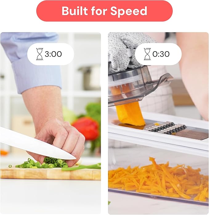 Fullstar Mandoline Slicer for Kitchen, Fruit Cutter, Cheese Grater, Cucumber Slicer, Veggie Spiralizer, Food Cutter & Kitchen Gadgets & Gifts with Safety Glove (6 in 1, Gray/Green)