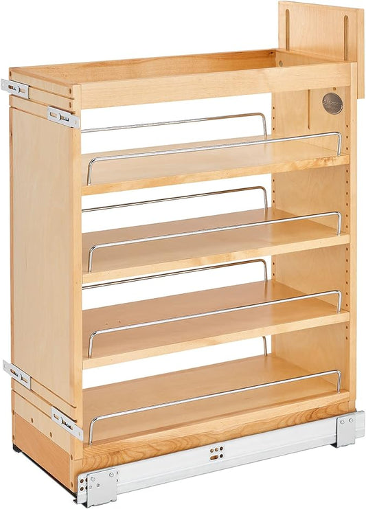 Rev-A-Shelf 10.25" Pullout Storage Organizer for Base Kitchen/Bathroom Cabinets w/Soft-Close Full Extension Slides & Adjustable Shelves, 448-BCSC-9C