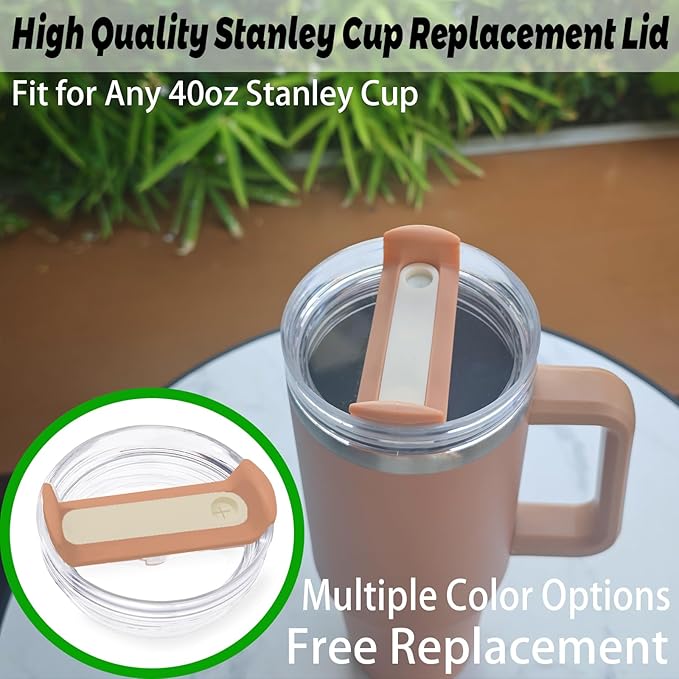 40 OZ Tumbler Lid Replacement Fit for Stanley Cup, 2 Pack Clear Replacement Lids Fit for Stanley Travel Tumbler, Spill Proof Tumbler Covers for Stanley Cup Accessories (Brown)