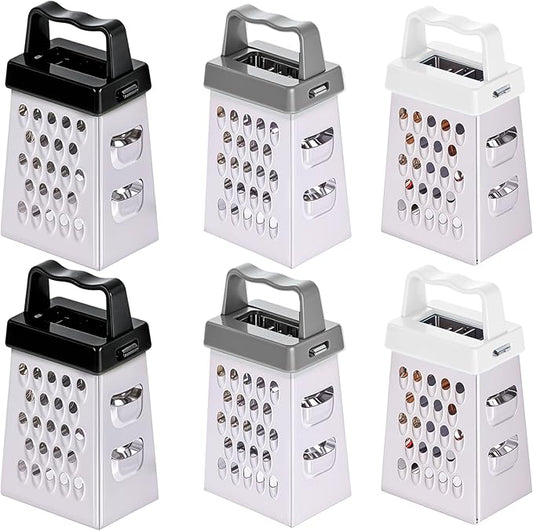 6 Pcs Mini Cheese Grater Professional Box Grater Stainless Steel Fine Coarse Handheld Slicer with 4 Sides Small Box Food Shredder Safe Zester