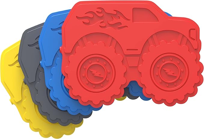 Bentgo Buddies Reusable Ice Packs - Slim Ice Packs for Lunch Boxes, Lunch Bags, and Coolers - Multicolored 4-Pack (Truck)