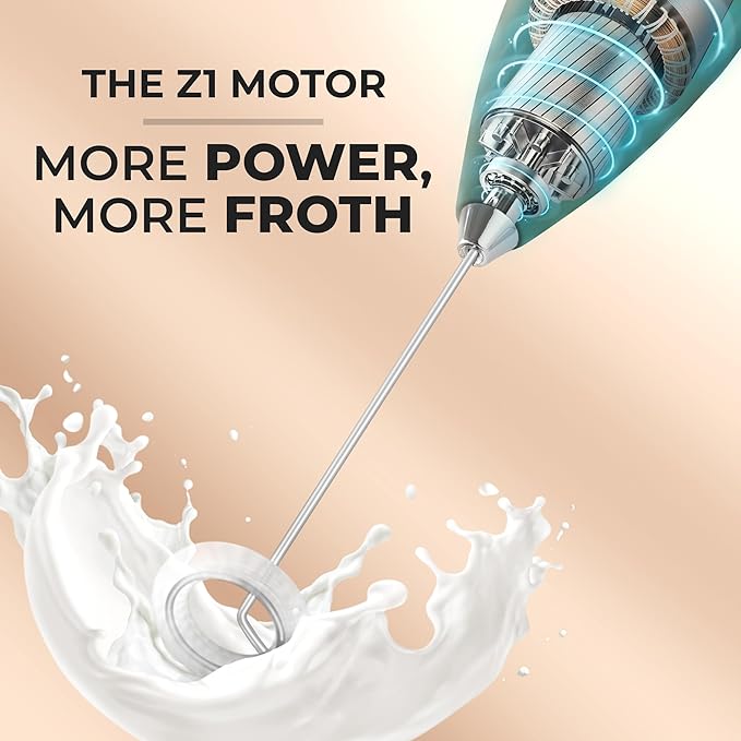 Zulay Kitchen Powerful Milk Frother Wand With 4 AA Duracell Batteries - Ultra Fast Handheld Drink Mixer - Electric Whisk Foam Maker for Coffee, Lattes, Cappuccino, Matcha & Creamer