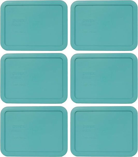 Pyrex 7210-PC 3-Cup Turquoise Food Storage Replacement Lid (6-Pack) - Made in USA