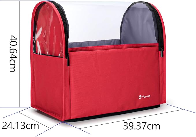Yarwo 2026 Upgraded Stand Mixer Cover Compatible with 6-8 qt KitchenAid Mixer, Visible Dust Cover with Multiple Pockets for Extra Kitchen Accessories, Red