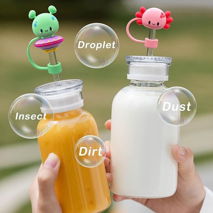 6PCS Straw Cover Cap for Stanley Cup, Silicone Cute Animal Straw Topper for Stanley 30&40 Oz Tumbler with Handle, 10mm 0.4in Dust-Proof Reusable Straw Tips Lids. (Color 6)