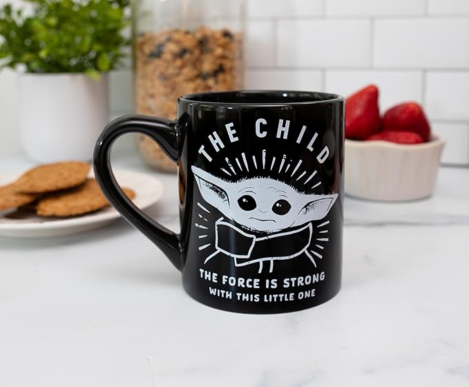 Silver Buffalo Star Wars The Mandalorian Force is Strong with this Little One Ceramic Coffee Mug, 14 Ounces