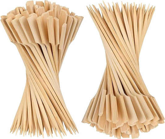 Bamboo Skewers, 200 PCS, 10 Inch, Premium Quality Craft, Paddle Design, Perfect for Cocktail Toothpicks, Kebabs, Grills, BBQ, Sandwiches, Fruits, Great Value Set
