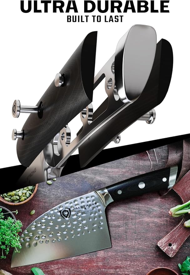 Dalstrong Serbian Chef Knife - 7.5 inch - Gladiator Series Elite - German HC Steel - Meat Cleaver Knife - Hammered Blade Finish - Razor Sharp Kitchen Knife - G10 Handle - w/Sheath - NSF Certified