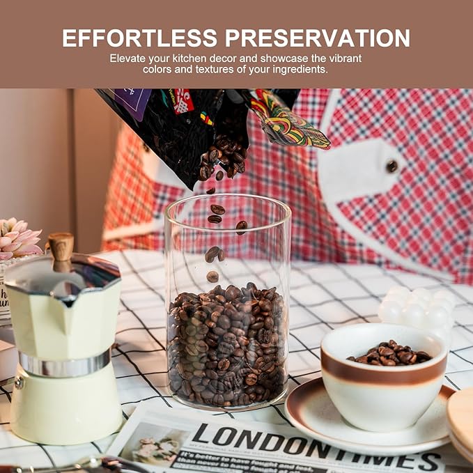 Liuruiyu Glass Food Storage Jars Set of 8,26oz-Glass Storage Containers Clear Glass Food Canister with Bamboo Lid Airtight For Serving Tea, Coffee, Flour,Candy, Cookie, Spice(Round-80CMx150CM)