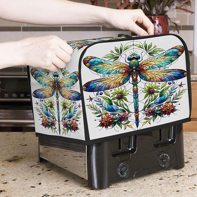 Animal Dragonfly Flower Toaster Cover 2 Slice Wide Slot Washable Appliance - Image 7