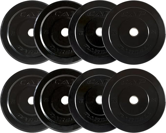 CAP Barbell 2-Inch Olympic Bumper Plate Weight Set with 6 Post Rack | 100-370 lbs | Multiple Options