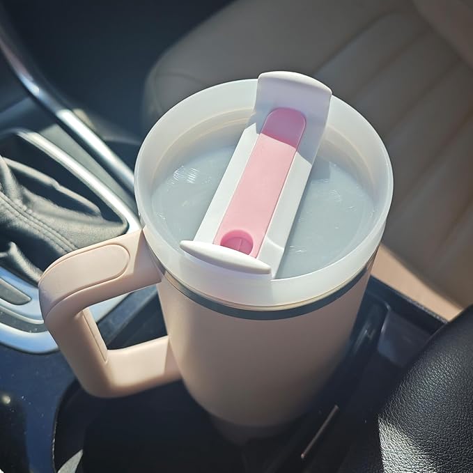 40 OZ Tumbler Lid Replacement Fit for Stanley Cup, 2 Pack Replacement Lids Fit for Stanley Travel Tumbler, Spill Proof Tumbler Covers for Stanley Cup Accessories (Opaque - Pink)