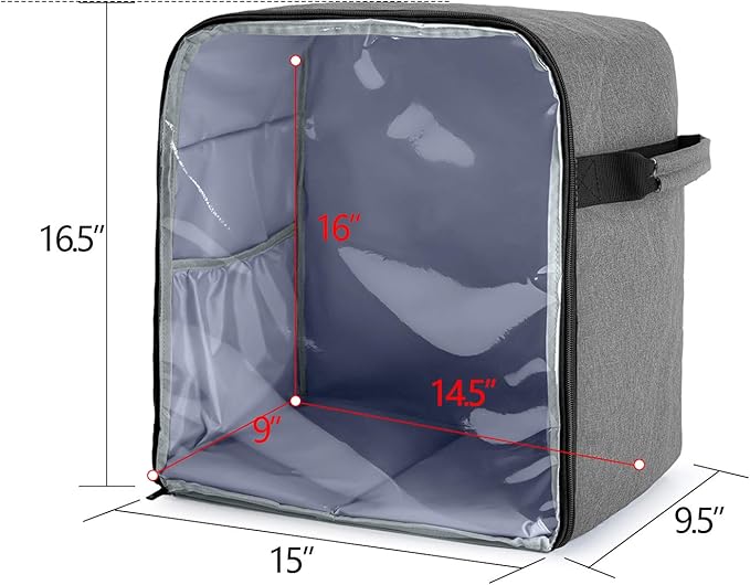 Luxja Dust Cover Compatible with 6-8 Quart KitchenAid Mixers (with a Bottom Padding Pad), Dust Cover (Clear Front Panel) for Stand Mixers and Extra Accessories, Gray (Patented Design)